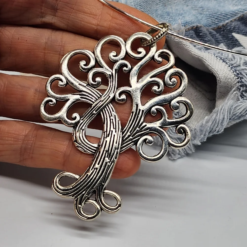 ❤️ Tree Of Life Necklace Hypoallergenic Jewelry Silver Big Pendant